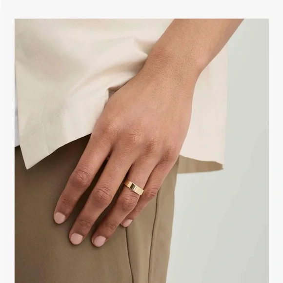 14K Gold 5mm Ring Dainty Women Pinky Band Thick Cigar Wedding Stack Unisex Lux - Picture 2 of 8